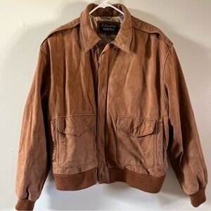Vintage Luis Alvear Brown Leather Bomber Jacket Men's Medium
